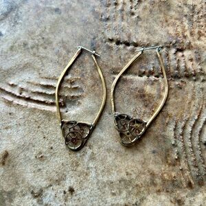 Steam Punk Gold Hoop Earrings